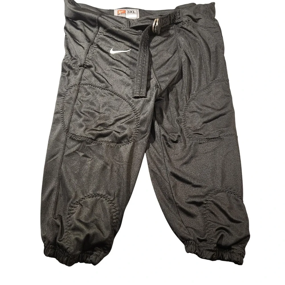Nike Team Football Pants Mens‎ 3XL Black Padded Integrated Belt Swoosh Logo